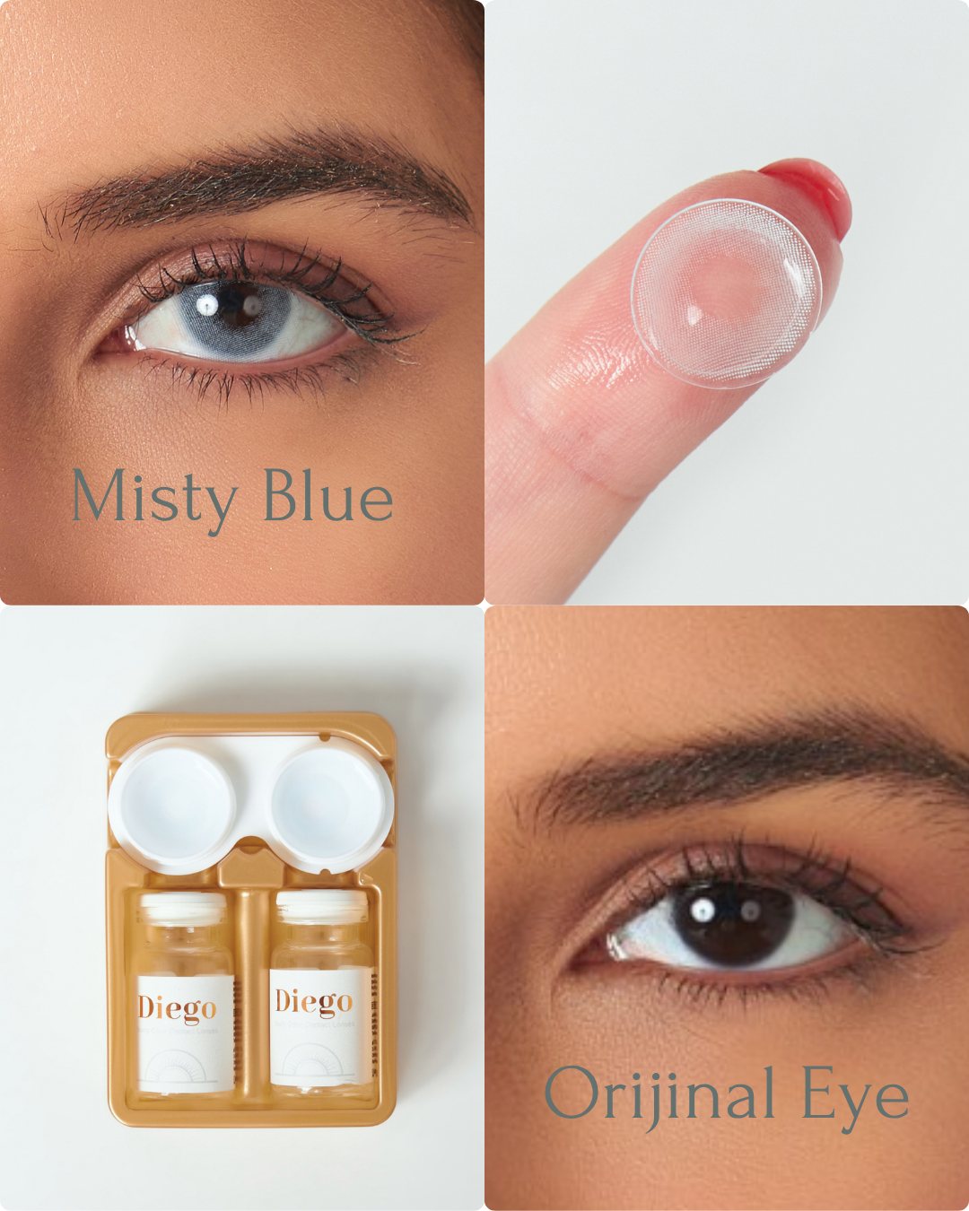 Misty Blue Color Contact Lenses Plano (0,00)