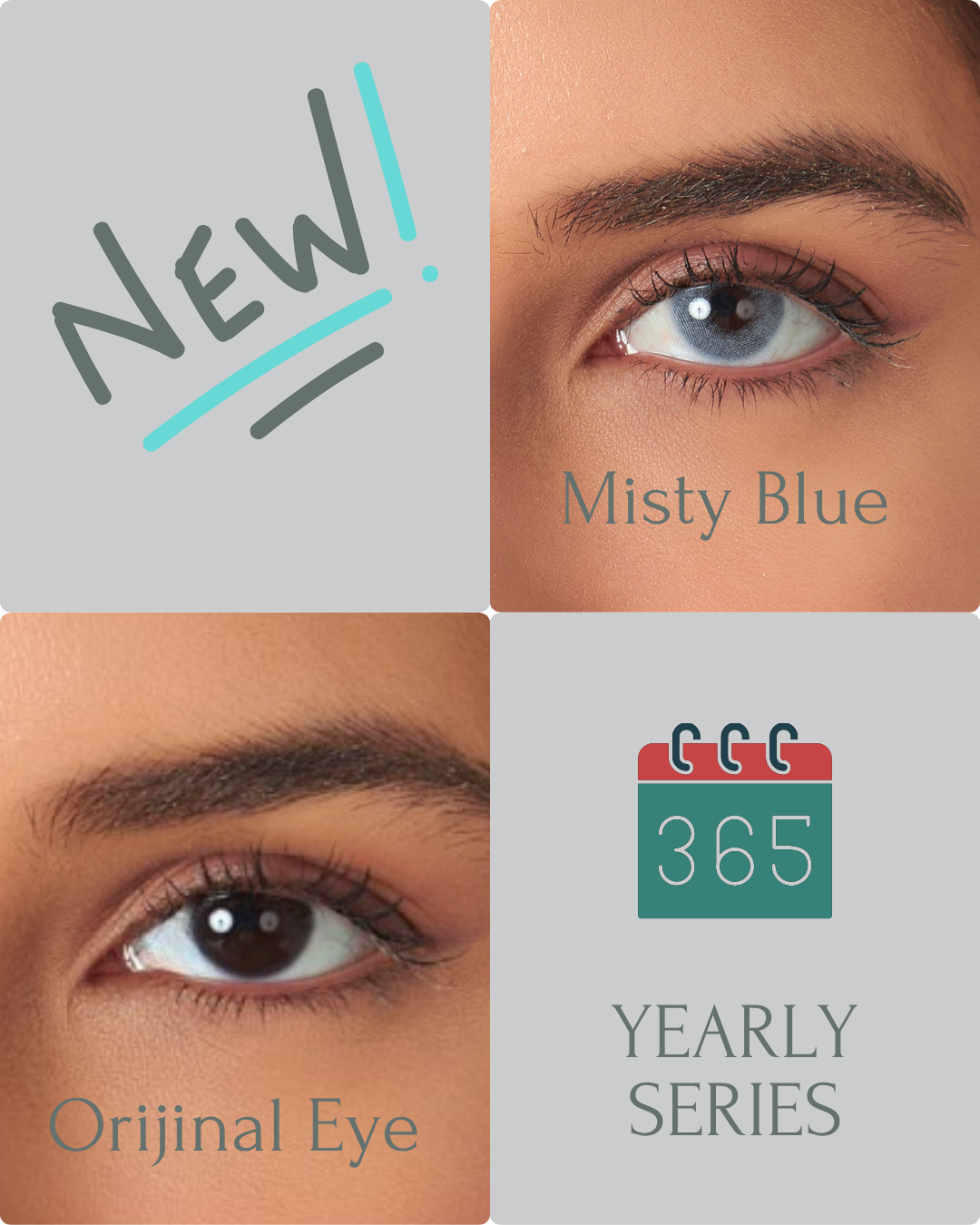 Misty Blue Color Contact Lenses Plano (0,00)