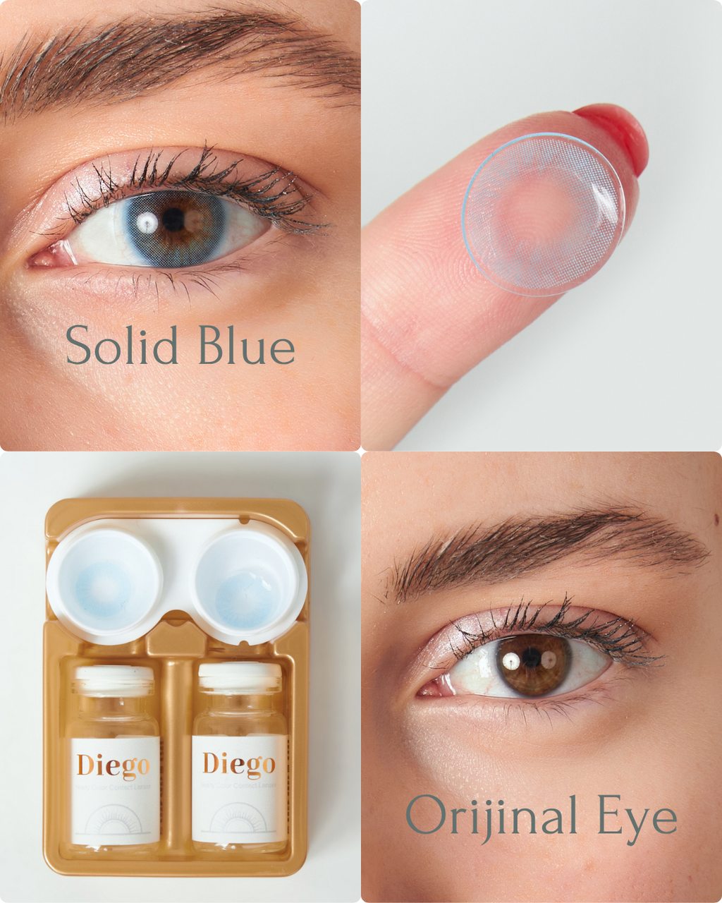 Solid Blue Color Contact Lenses Plano (0,00)
